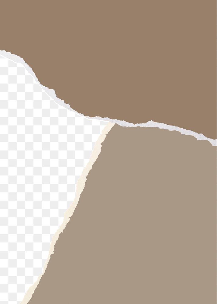 Brown tone png border, torn paper design, transparent background