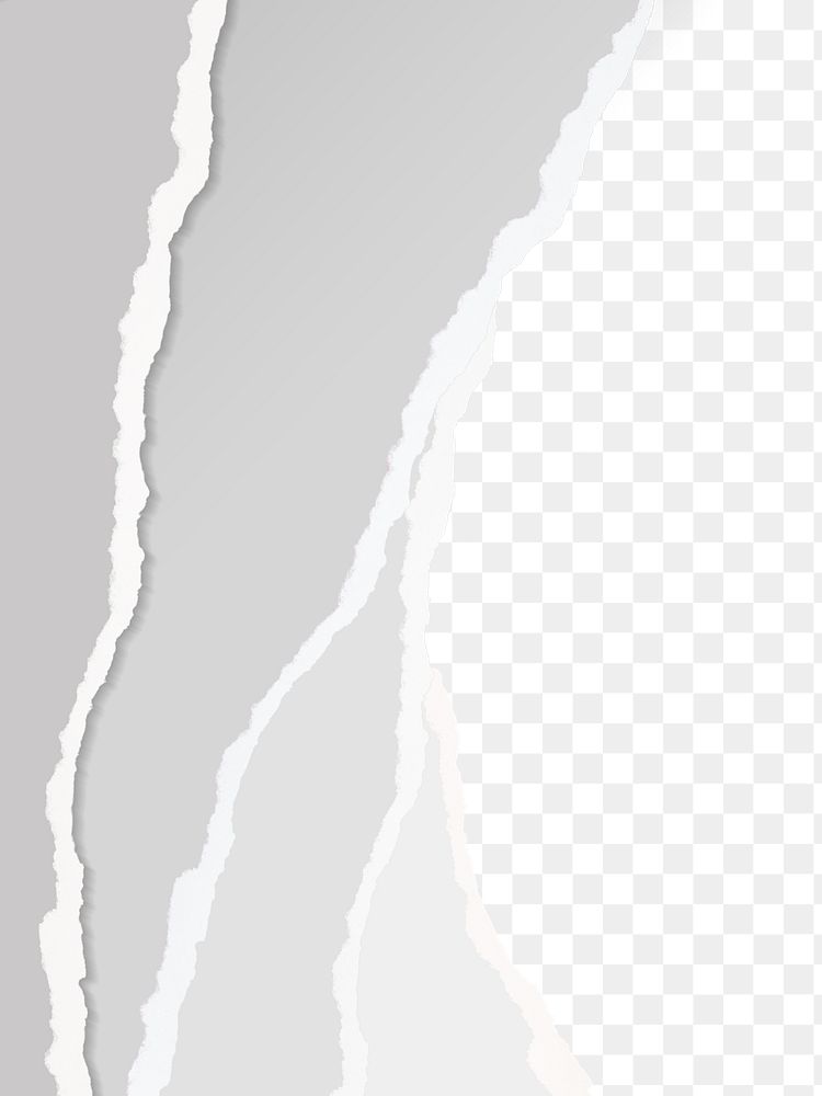 Gray shades png border, torn paper design, transparent background