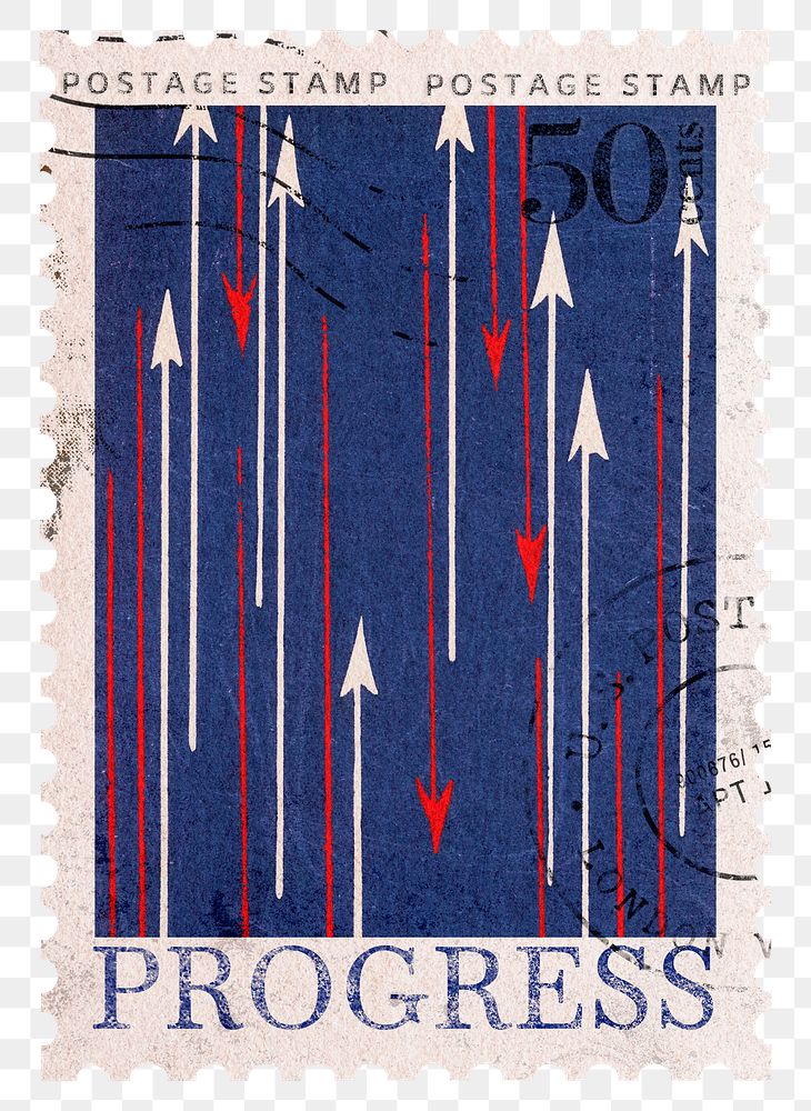 Progress png post stamp sticker, business stationery, transparent background