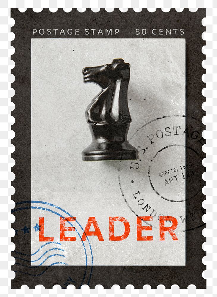 Leader png post stamp sticker, business stationery, transparent background