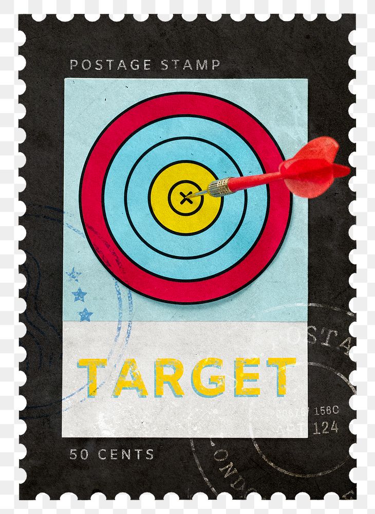 Target png post stamp sticker, business stationery, transparent background