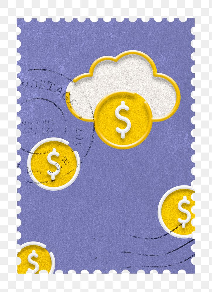 Digital currency png post stamp sticker, business stationery, transparent background