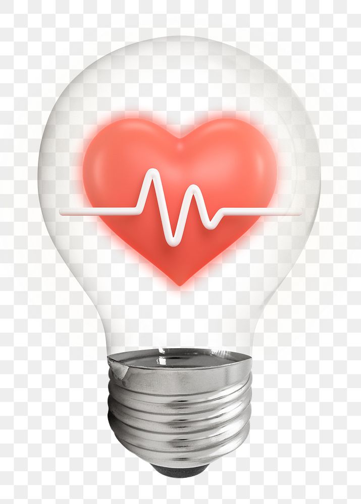 Medical idea png, 3D lightbulb digital sticker in transparent background