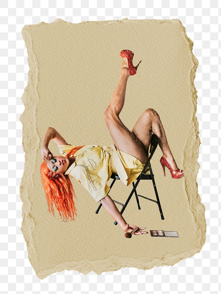 Fabulous drag queen png sticker, ripped paper, transparent background