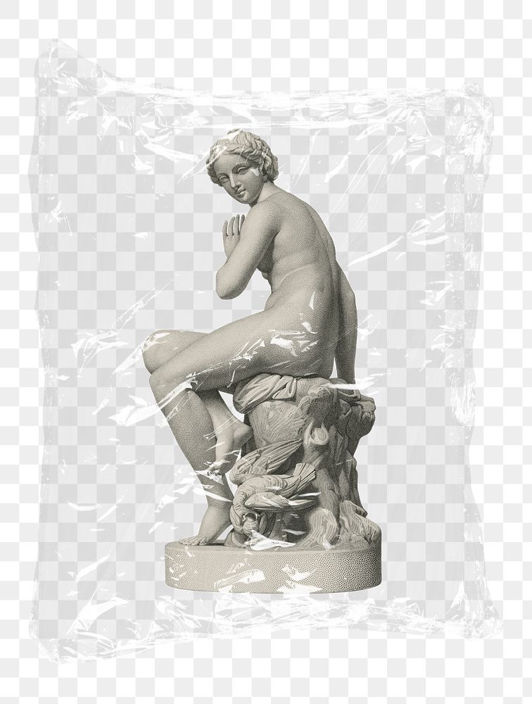Surprised Nymph png plastic bag sticker, Greek mythology concept art on transparent background