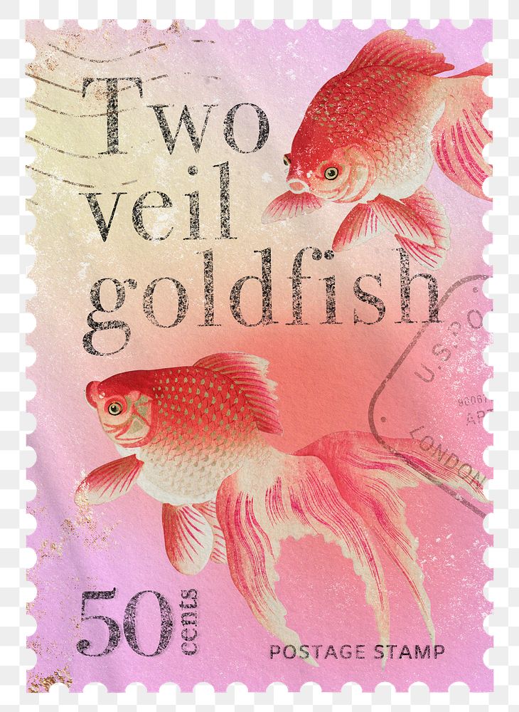 Goldfish png post stamp sticker, transparent background