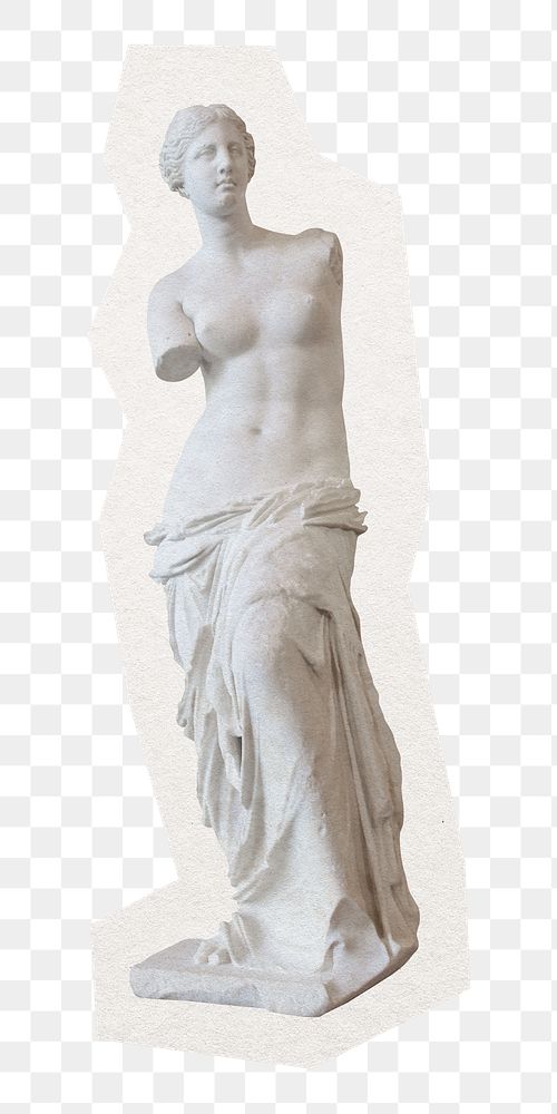 Aphrodite png, Venus sculpture sticker, transparent background
