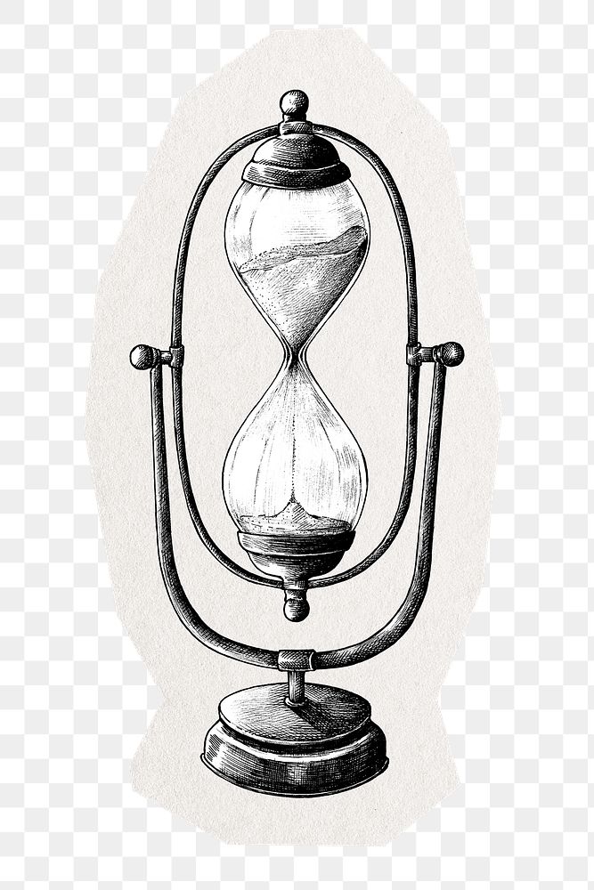 Antique hourglass png sticker, collage element in transparent background