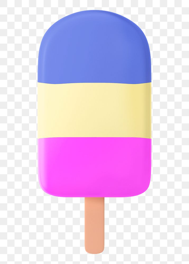 Aesthetic popsicle png sticker, 3D rendering, transparent background