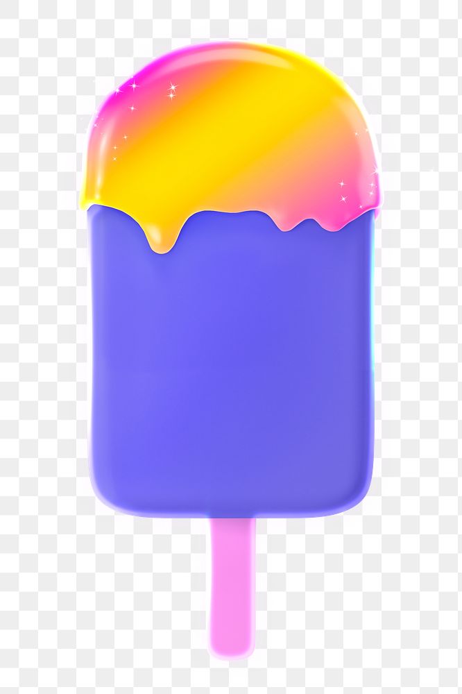 Colorful gelato  png sticker, 3D rendering, transparent background