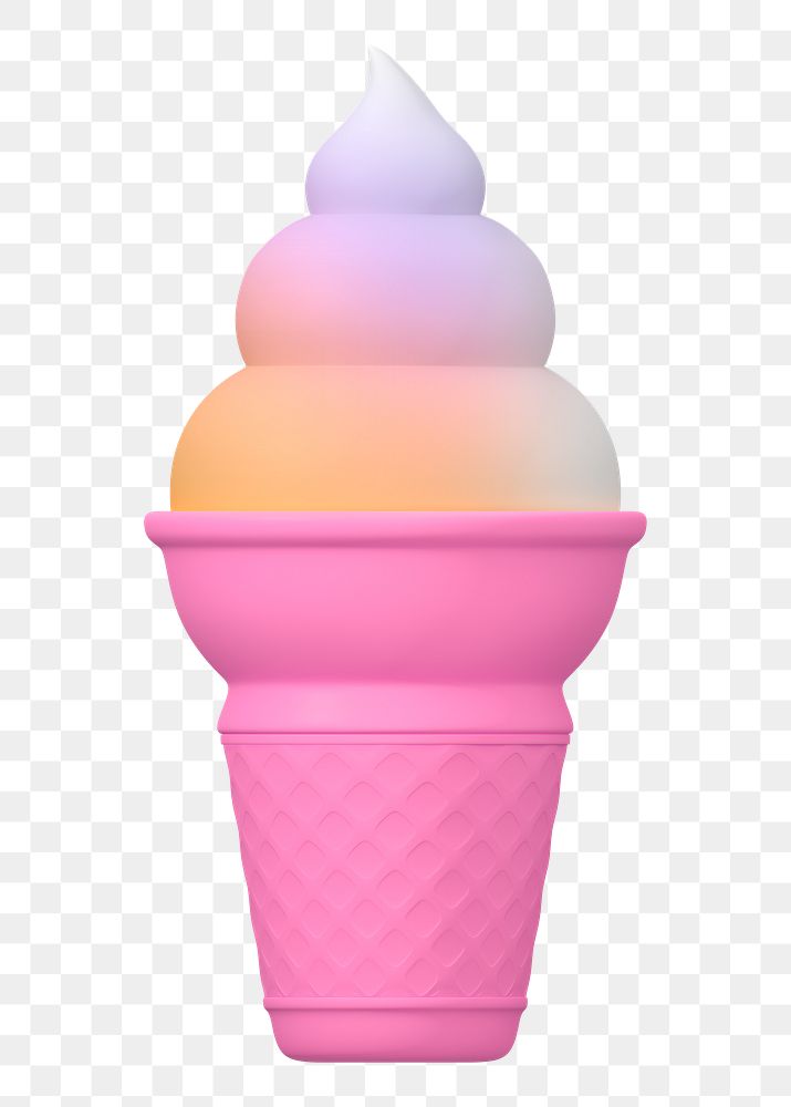 Png aesthetic ice cream png sticker, 3D rendering, transparent background