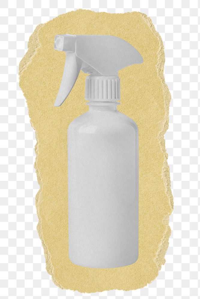 White spray png bottle sticker, ripped paper, transparent background