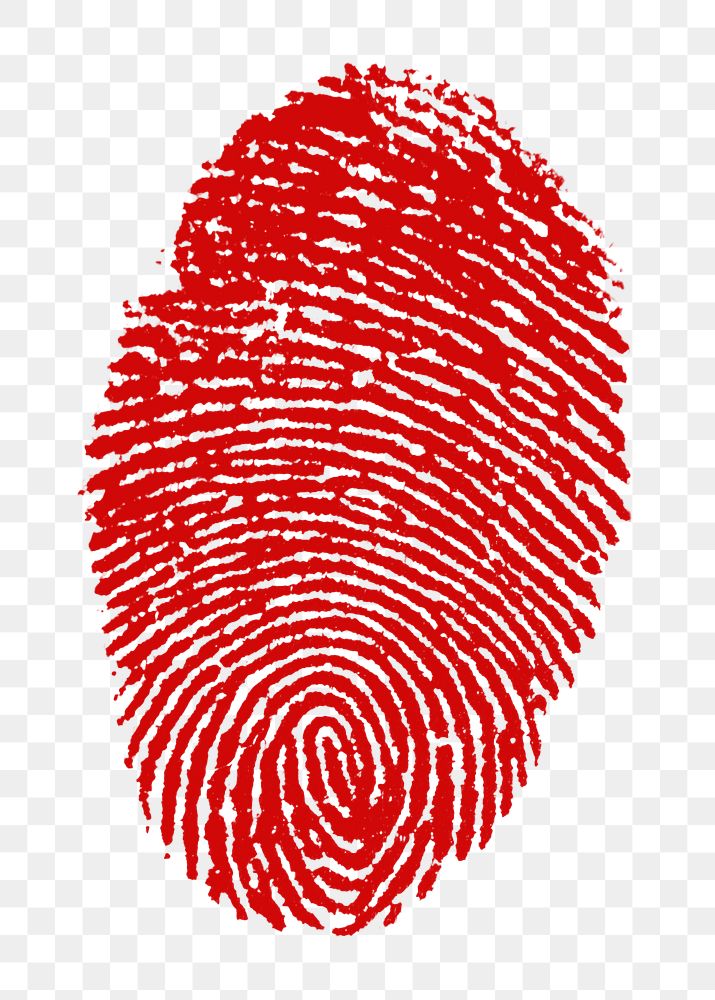 Red fingerprint png sticker, biometrics technology image, transparent background