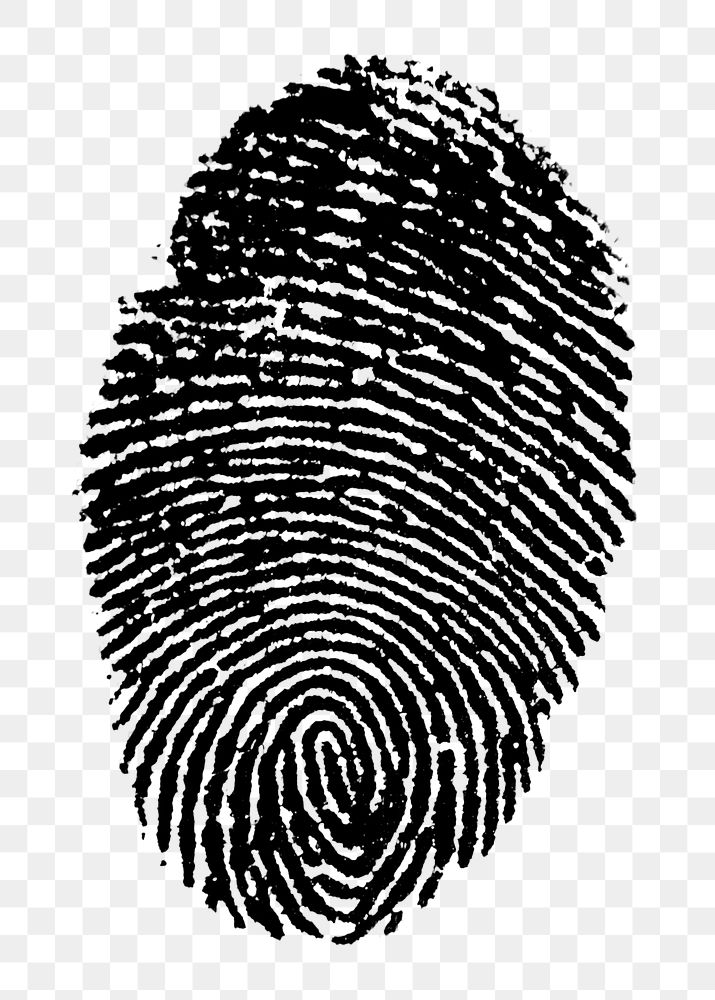 Black fingerprint png sticker, biometrics technology image, transparent background