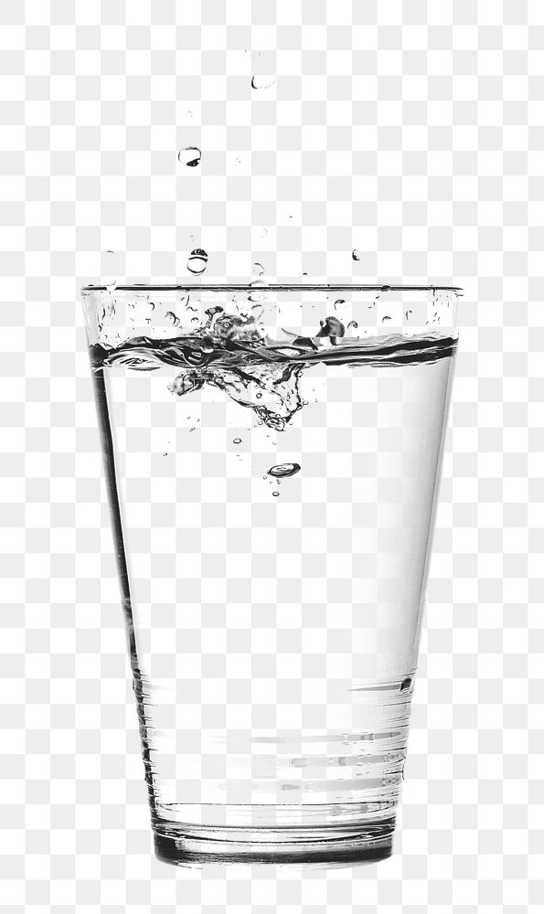 Water glass png sticker, drink transparent background