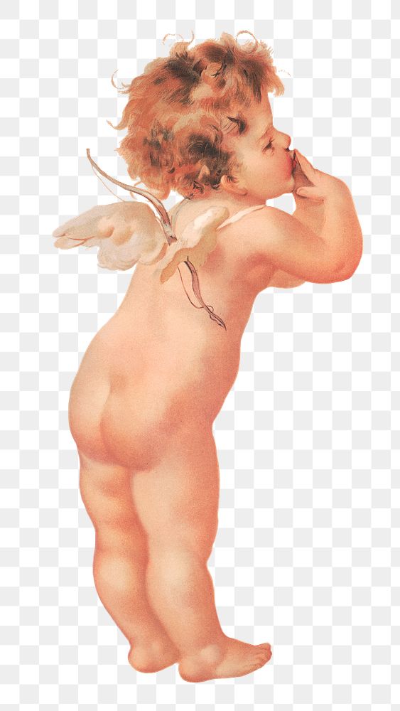 Cupid png sticker, vintage artwork, transparent background