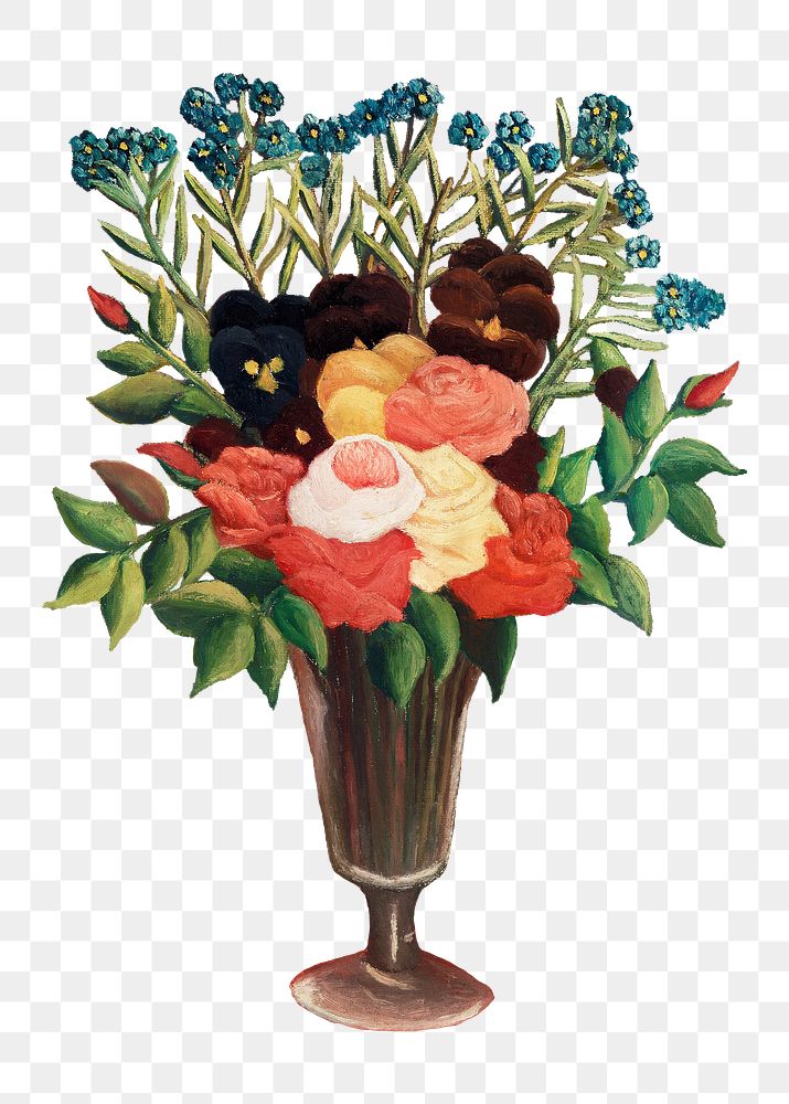 Png bouquet of flowers sticker, aesthetic vintage illustration, transparent background