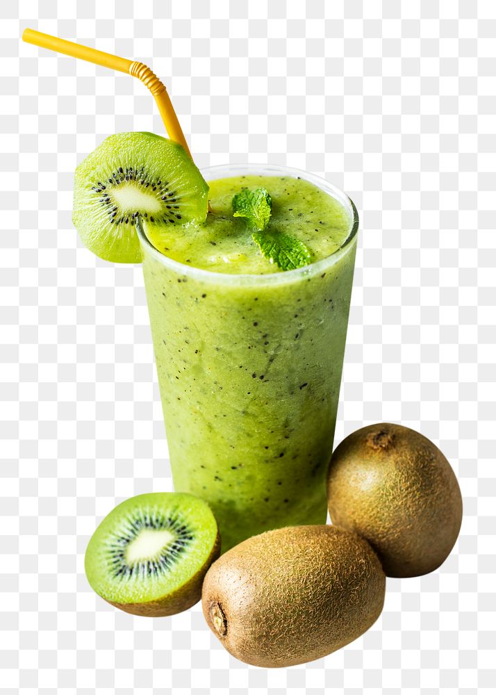 Kiwi smoothie png sticker, healthy drinks image on transparent background