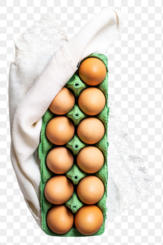 Egg carton png sticker, organic food ingredient image, transparent background