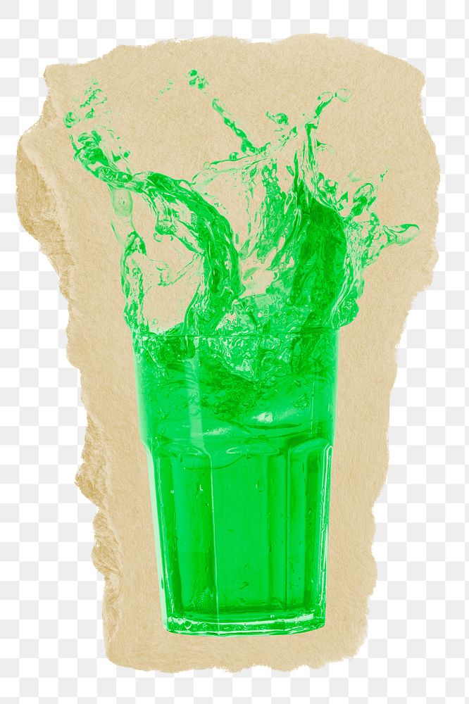 Green soda png splash sticker, soft drink, transparent background