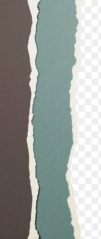 Brown & blue png border, torn paper design, transparent background