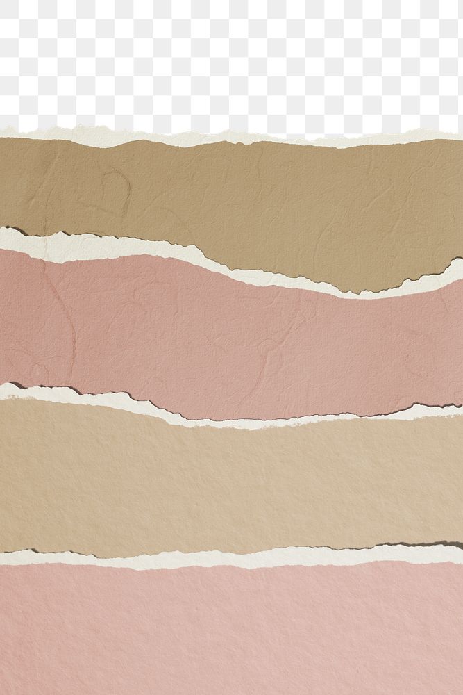 Brown & pink  png border, torn paper design, transparent background