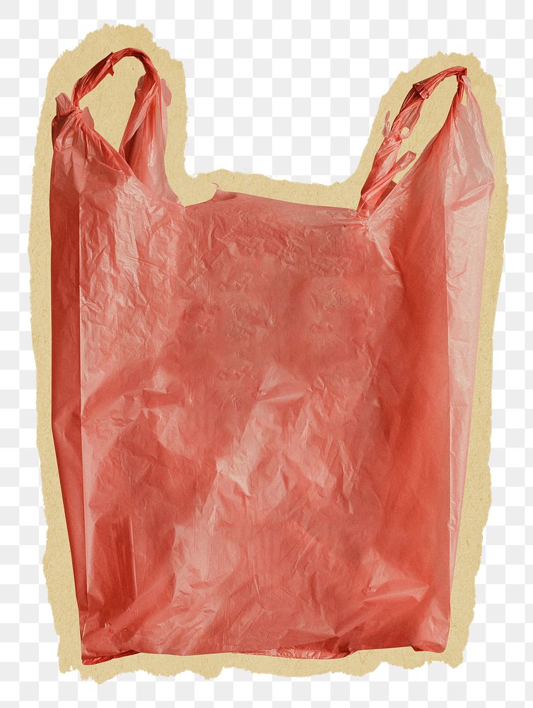 Plastic bag png sticker, red package ripped paper, transparent background