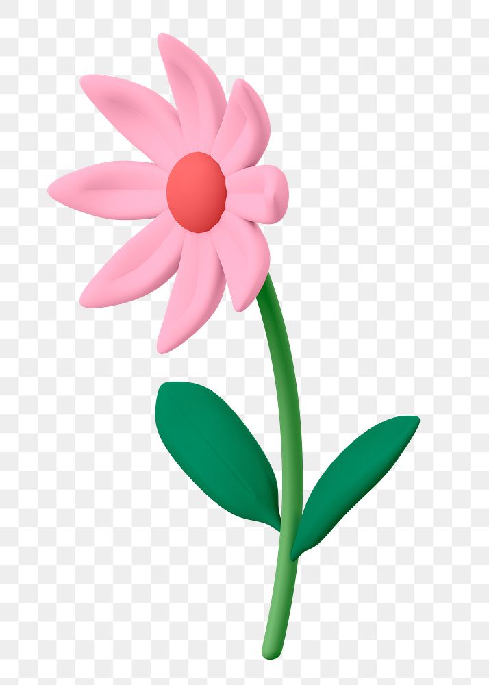 Aesthetic flower png sticker, pink 3D floral illustration on transparent background