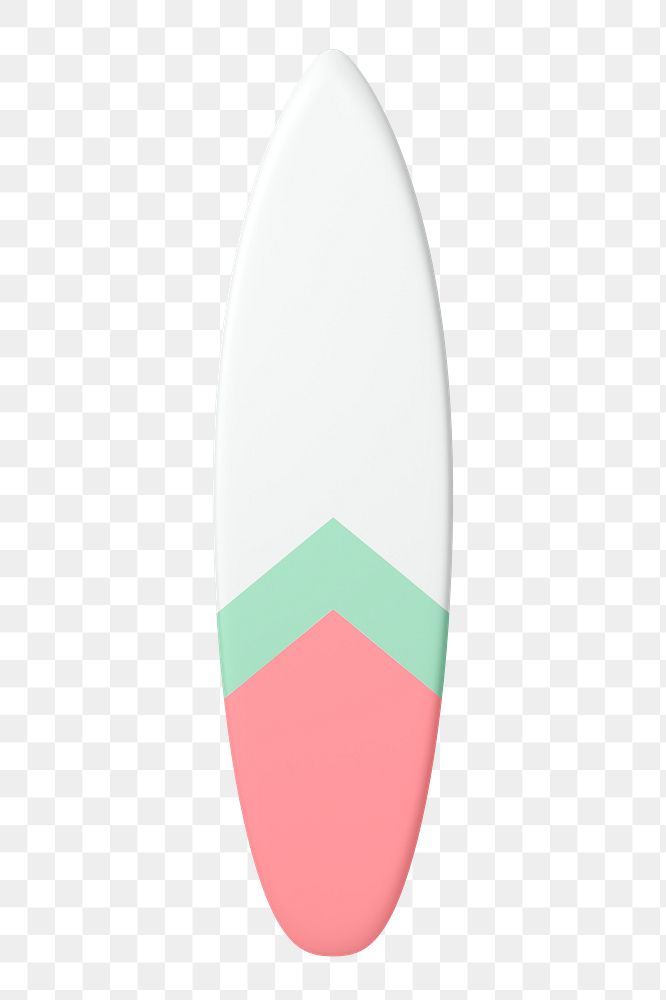 Surfboard png sticker, travel 3D cartoon on transparent background