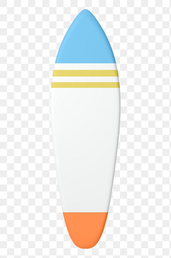 Surfboard png sticker, summer 3D cartoon, transparent background