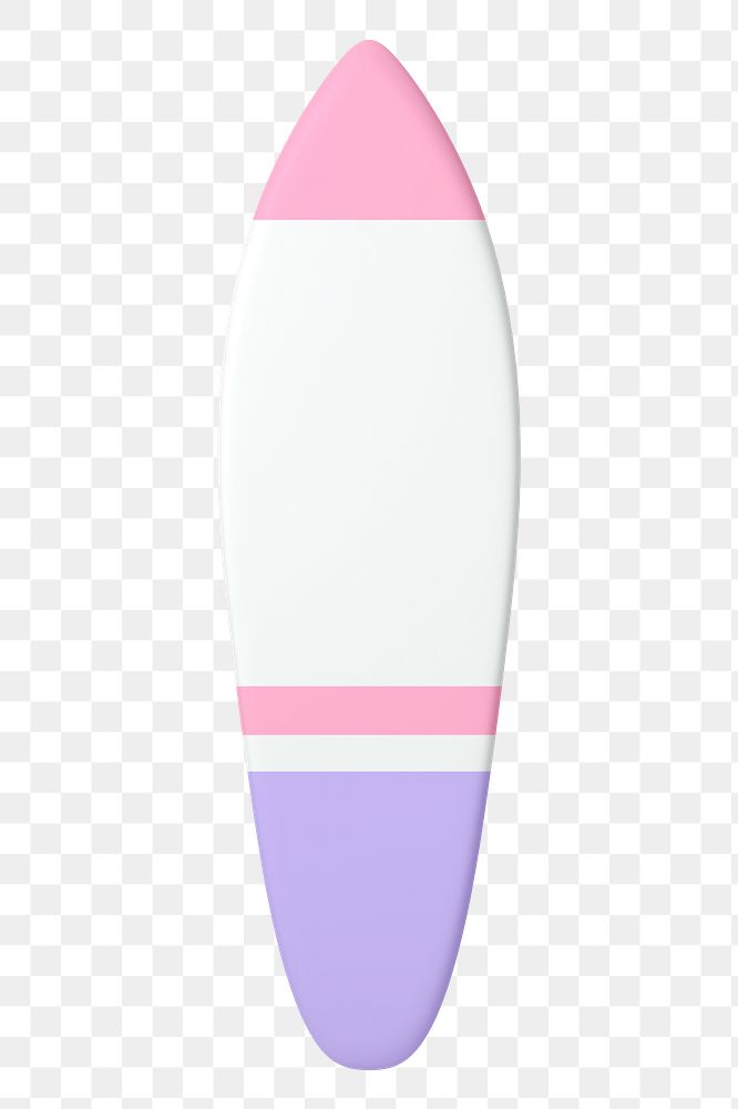 Surfboard png sticker, cute 3D cartoon, transparent background