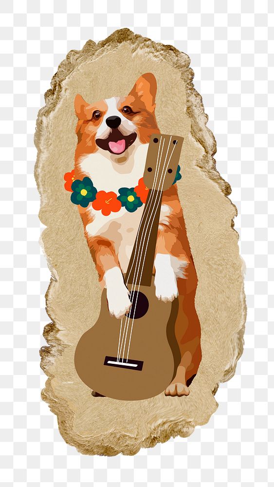 Corgi dog  png sticker, ripped paper, transparent background