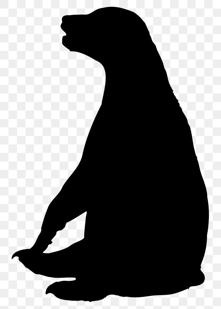 Bear silhouette png sticker, sitting down illustration clipart, transparent background