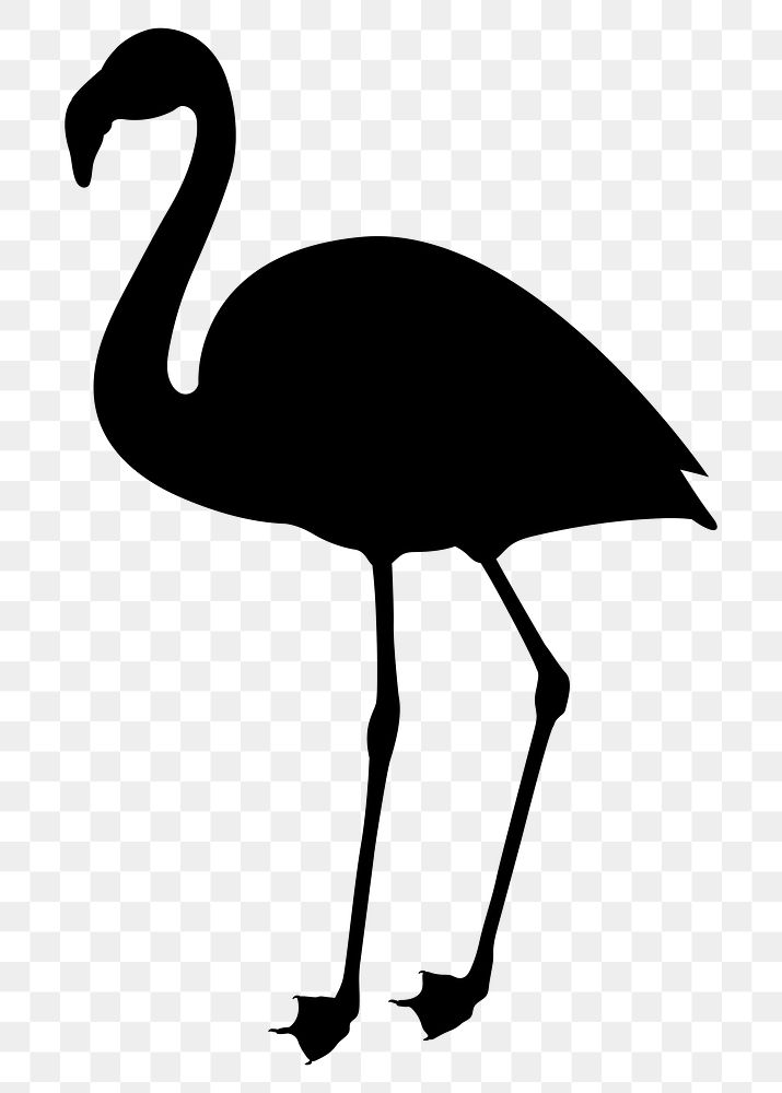 PNG flamingo silhouette illustration, animal sticker, transparent background