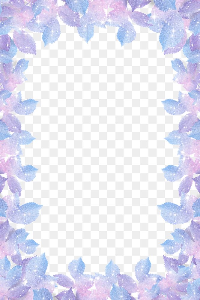 Holographic leaf png frame sticker, transparent background