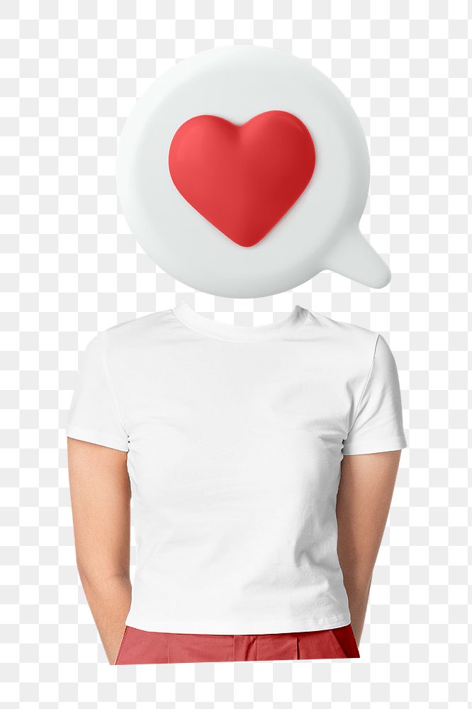 Heart head png woman, marketing remixed media, transparent background