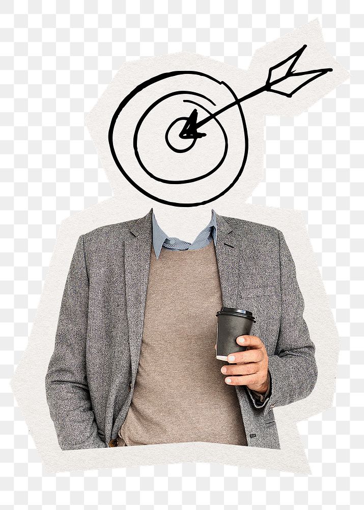 Dartboard head png businessman sticker, business targeting remixed media, transparent background