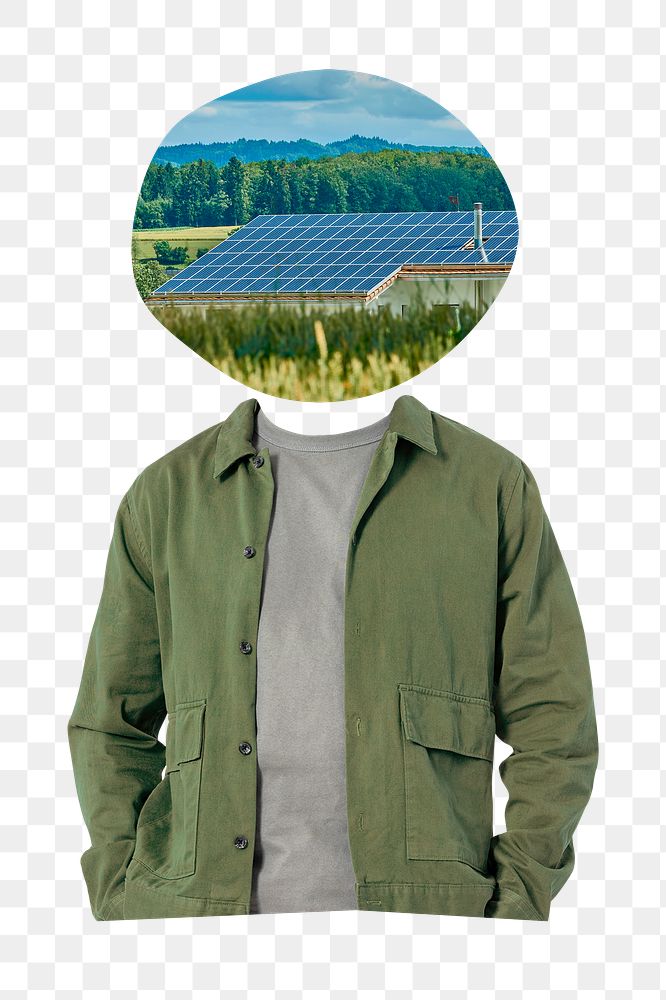 Solar panel head png man sticker, environment remixed media, transparent background