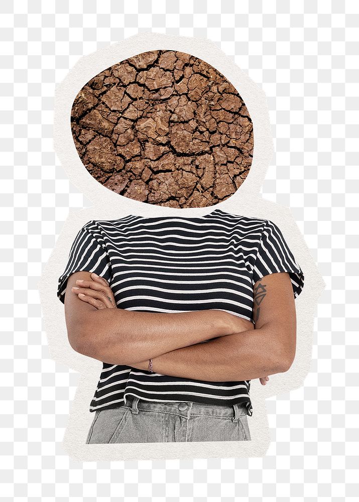 Soil head png woman sticker, environment remixed media, transparent background