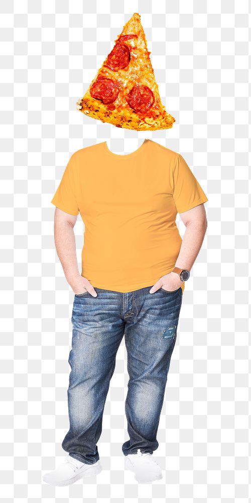 Pizza head png man, junk food remixed media, transparent background