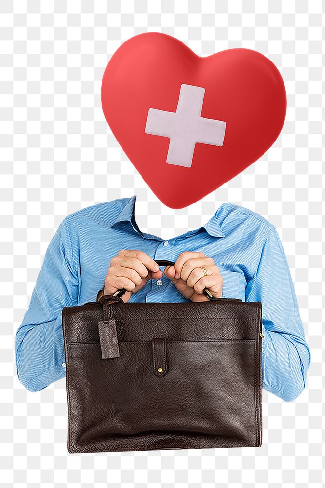 First aid png heart head doctor, medical, health remixed media, transparent background