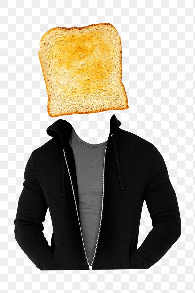 Toast head png man, breakfast food remixed media, transparent background