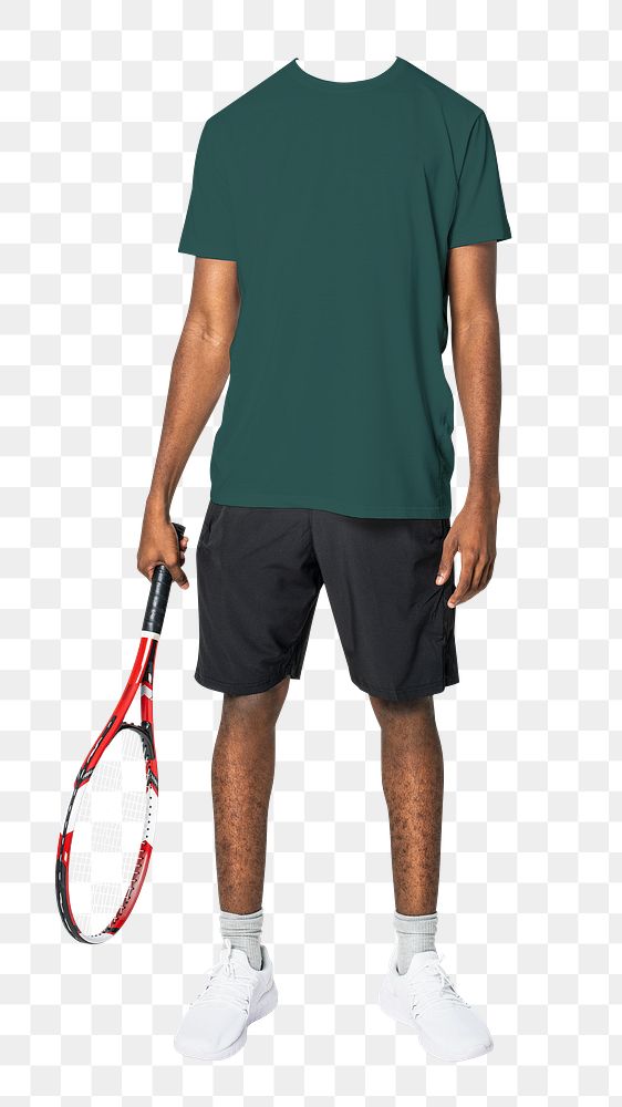 Headless tennis player png sticker, male athlete image, transparent background