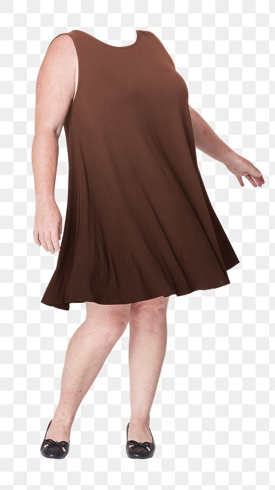 Women's png plus size dress, headless woman image, transparent background