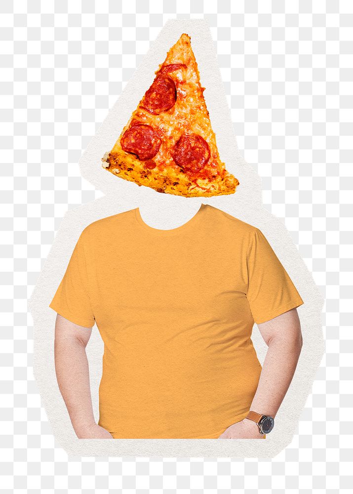 Pizza head png man, junk food remixed media, transparent background