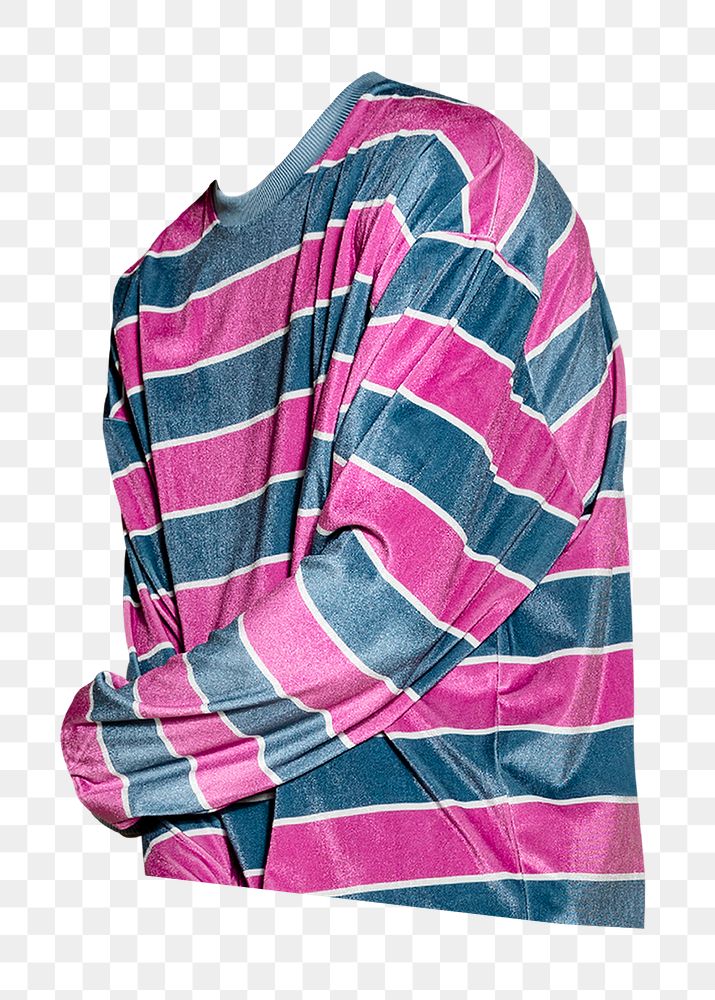 Pink striped png t-shirt sticker, streetwear fashion image, transparent background