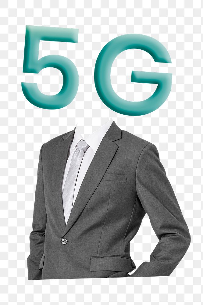 5G head png businessman sticker, networking, business remixed media, transparent background