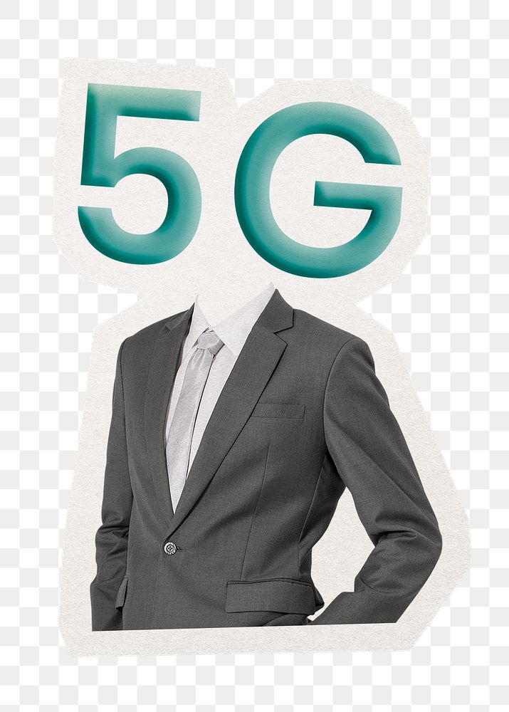 5G head png businessman sticker, networking, business remixed media, transparent background