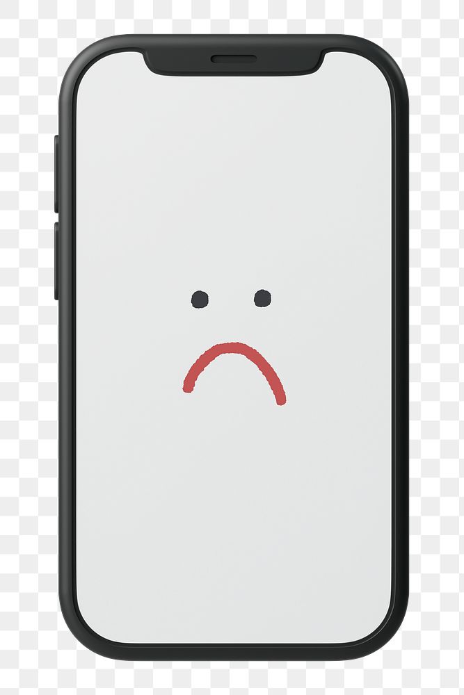 Sad smartphone png sticker, 3D emoticon illustration, transparent background