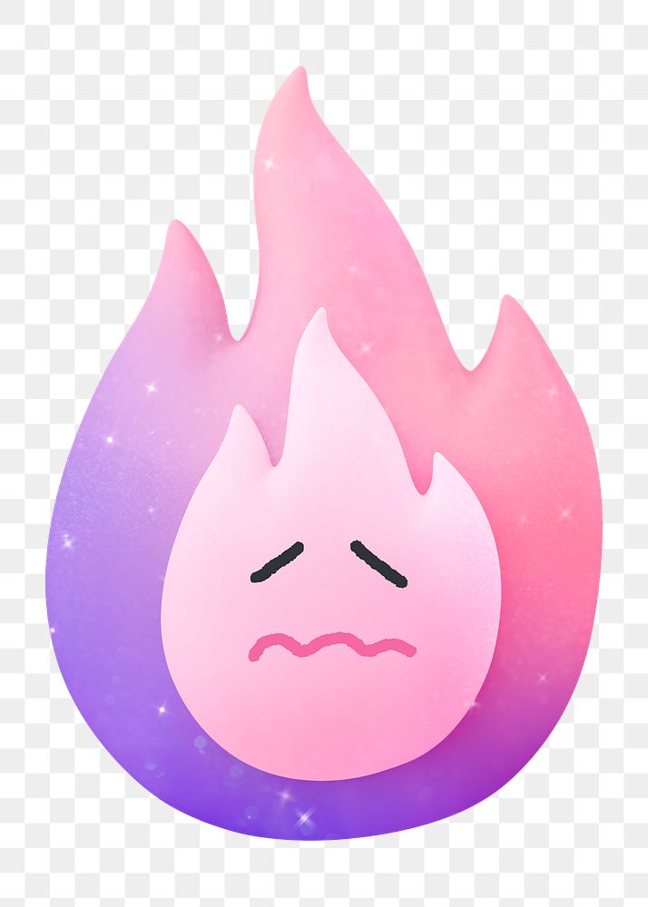 Confused flame png sticker, 3D emoticon illustration, transparent background